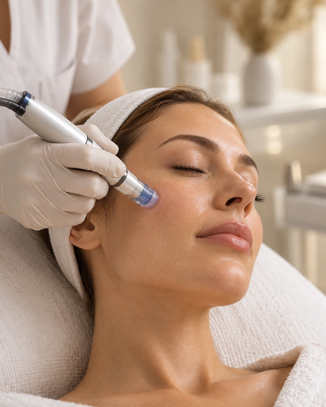 Aquafacial-Behandlung mit dem Handstück im Gesicht bei Sener Aesthetics